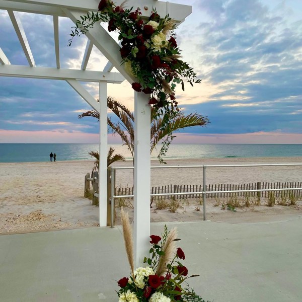 a beach with palm trees