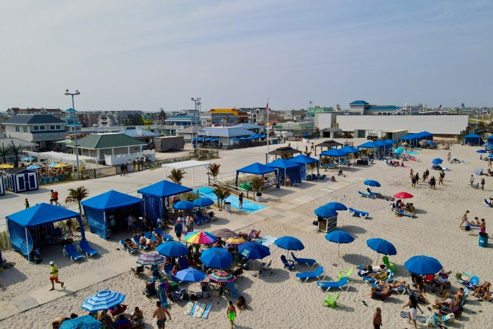 a crowd of people at a beach